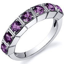 7 Stone 1.75 Carats Alexandrite Band Sterling Silver Ring in Sizes 5 to 9 Style SR10098