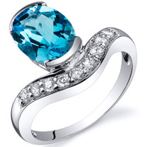 Channel Set 2.00 carats Swiss Blue Topaz Diamond CZ Sterling Silver Ring in Size 5 to 9 Style SR10126