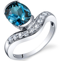 Channel Set 2.00 carats London Blue Topaz Diamond CZ Sterling Silver Ring in Size 5 to 9 Style SR10128