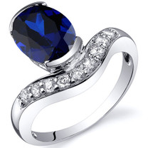 Channel Set 2.75 carats Blue Sapphire Diamond CZ Sterling Silver Ring in Size 5 to 9 Style SR10132