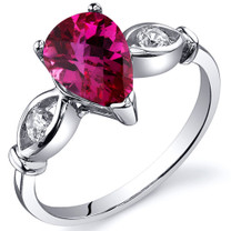 3 Stone 1.50 carats Ruby Sterling Silver Ring in Sizes 5 to 9 Style SR10164