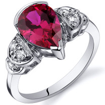 Tear Drop 2.50 carats Ruby Solitaire Engagement Sterling Silver Ring in Sizes 5 to 9 Style SR10182