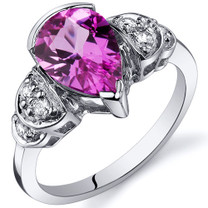 Tear Drop 2.25 carats Pink Sapphire Solitaire Engagement Sterling Silver Ring in Size 5 to 9 Style SR10186
