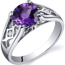 Cathedral Design 1.25 carats Amethyst Solitaire Sterling Silver Ring in Sizes 5 to 9 Style SR10208
