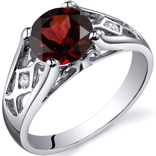 Cathedral Design 1.50 carats Garnet Solitaire Sterling Silver Ring in Sizes  5 to 9 Style SR10210