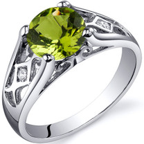Cathedral Design 1.25 carats Peridot Solitaire Sterling Silver Ring in Sizes 5 to 9 Style SR10212