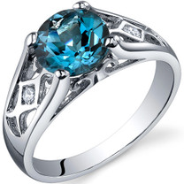 Cathedral Design 1.50 carats London Blue Topaz Solitaire Sterling Silver Ring in Size 5 to 9 Style SR10216