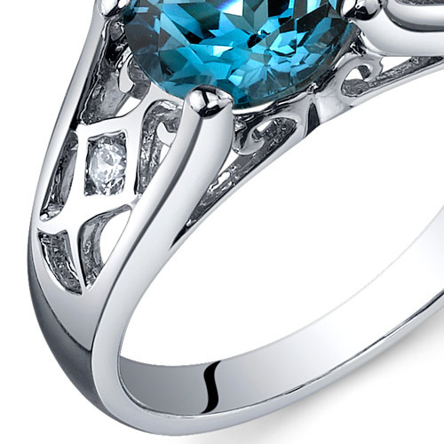 Cathedral Design 1.50 carats London Blue Topaz Solitaire Sterling Silver  Ring in Size 5 to 9 Style SR10216