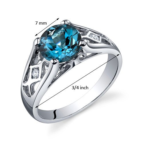 Cathedral Design 1.50 carats London Blue Topaz Solitaire Sterling Silver  Ring in Size 5 to 9 Style SR10216