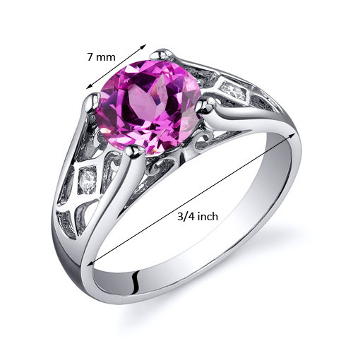 Cathedral Design 2.00 carats Pink Sapphire Solitaire Sterling Silver Ring  in Size 5 to 9 Style SR10222