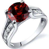 Solitaire Style 2.50 carats Garnet Sterling Silver Ring in Sizes 5 to 9 Style SR10228