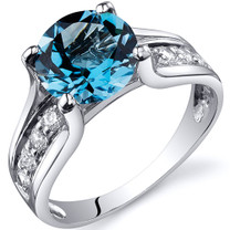 Solitaire Style 2.25 carats Swiss Blue Topaz Sterling Silver Ring in Sizes 5 to 9 Style SR10232