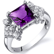 Princess Cut 1.50 carats Amethyst Cubic Zirconia Sterling Silver Ring in Sizes 5 to 9 Style SR10244