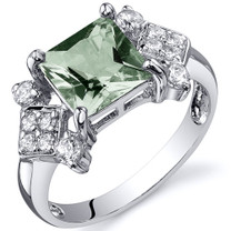 Princess Cut 1.50 carats Green Amethyst Cubic Zirconia Sterling Silver Ring in Sizes 5 to 9 Style SR10248