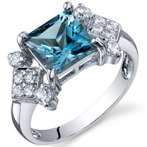 Princess Cut 2.00 carats London Blue Topaz Cubic Zirconia Sterling Silver Ring in Sizes 5 to 9 Style SR10252