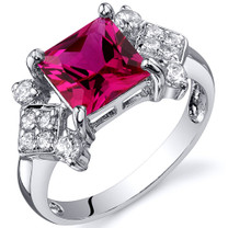 Princess Cut 2.25 carats Ruby Cubic Zirconia Sterling Silver Ring in Sizes 5 to 9 Style SR10254