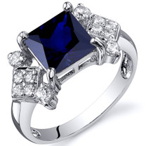 Princess Cut 2.50 carats Blue Sapphire Cubic Zirconia Sterling Silver Ring in Sizes 5 to 9 Style SR10256