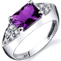 Sleek Sophistication 1.25 carats Amethyst Cubic Zirconia Sterling Silver Ring in Sizes 5 to 9 Style SR10280