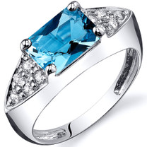 Sleek Sophistication 1.75 carats Swiss Blue Topaz Sterling Silver Ring in Sizes 5 to 9 Style SR10286