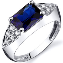 Sleek Sophistication 2.00 carats Blue Sapphire Sterling Silver Ring in Sizes 5 to 9 Style SR10292