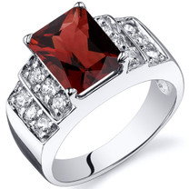 Radiant Cut 2.75 carats Garnet Cubic Zirconia Sterling Silver Ring in Sizes 5 to 9 Style SR10300