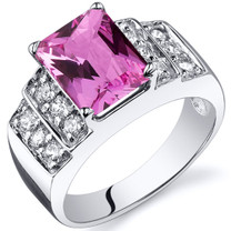 Radiant Cut 3.00 carats Pink Sapphire Cubic Zirconia Sterling Silver Ring in Sizes 5 to 9 Style SR10312