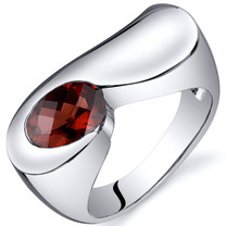 Artistic 1.50 carats Garnet Sterling Silver Ring in Sizes 5 to 9 Style SR10372