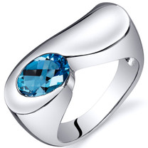 Artistic 1.50 carats Swiss Blue Topaz Sterling Silver Ring in Sizes 5 to 9 Style SR10376