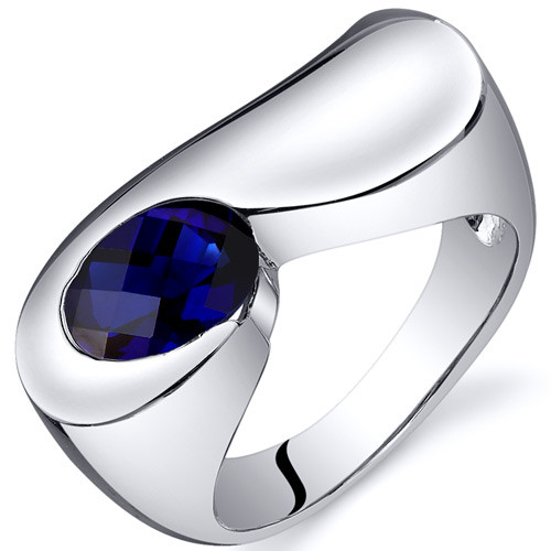 Artistic 1.75 carats Blue Sapphire Sterling Silver Ring in Sizes 5 to 9  Style SR10382