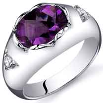 Oval Cut 1.50 carats Amethyst Sterling Silver Ring in Sizes 5 to 9 Style SR10388