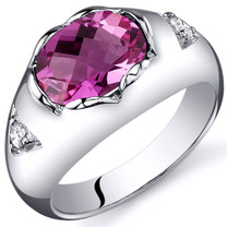 Oval 2.50 carats Pink Sapphire Sterling Silver Ring in Sizes 5 to 9 Style SR10402