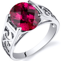 Cut 3.50 carats Ruby Solitiare Sterling Silver Ring in Sizes 5 to 9 Style SR10416