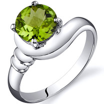 Smooth Seduction 1.25 carats Peridot Solitaire Sterling Silver Ring in Sizes 5 to 9 Style SR10444