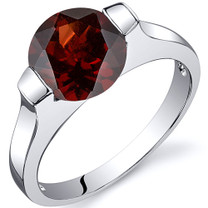 Bezel Set 2.50 carats Garnet Engagement Sterling Silver Ring in Sizes 5 to 9 Style SR10460