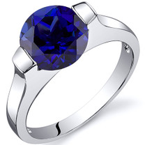 Bezel Set 2.75 carats Blue Sapphire Engagement Sterling Silver Ring in Sizes 5 to 9 Style SR10470