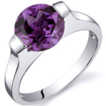 Bezel Set 2.75 carats Alexandrite Engagement Sterling Silver Ring in Sizes 5 to 9 Style SR10474