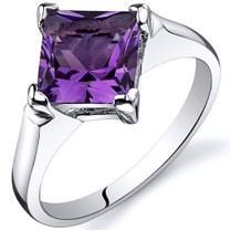 Striking 1.50 carats Amethyst Engagement Sterling Silver Ring in Sizes 5 to 9 Style SR10476