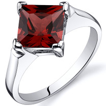 Striking 2.00 carats Garnet Engagement Sterling Silver Ring in Sizes 5 to 9 Style SR10478