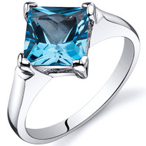 Striking 2.00 carats Swiss Blue Topaz Engagement Sterling Silver Ring in Sizes 5 to 9 Style SR10482