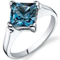Striking 2.00 carats London Blue Topaz Engagement Sterling Silver Ring in Sizes 5 to 9 Style SR10484