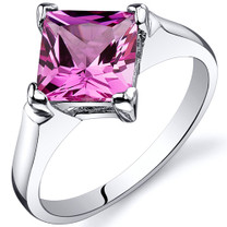 Striking 2.25 carats Pink Sapphire Engagement Sterling Silver Ring in Sizes 5 to 9 Style SR10490
