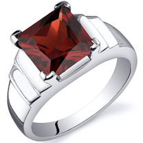 Step Design Princess Cut 3.00 carats Garnet Sterling Silver Ring in Sizes 5 to 9 Style SR10496
