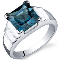 Step Design Princess Cut 2.75 carats London Blue Topaz Sterling Silver Ring in Sizes 5 to 9 Style SR10502