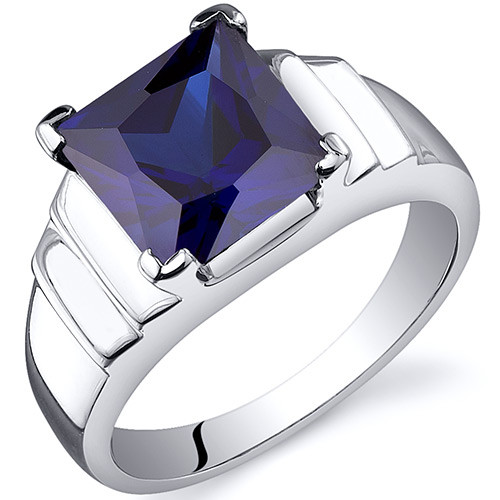 Sterling Silver Square Step Sapphire Ring SR-3459 shops