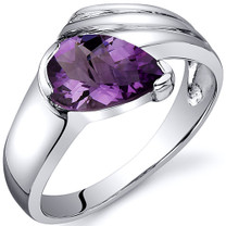 Contemporary Pear Shape 1.00 carats Amethyst Sterling Silver Ring in Sizes 5 to 9 Style SR10512