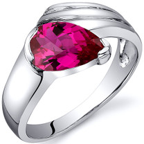 Contemporary Pear Shape 1.50 carats Ruby Sterling Silver Ring in Sizes 5 to 9 Style SR10522