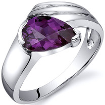 Contemporary Pear Shape 1.75 carats Alexandrite Sterling Silver Ring in Sizes 5 to 9 Style SR10528