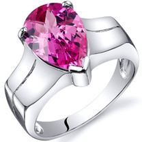 Brilliant 3.75 carats Pink Sapphire Solitaire Sterling Silver Ring in Sizes 5 to 9 Style SR10542