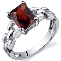 Chain Link Design 1.75 carats Garnet Engagement Sterling Silver Ring in Sizes 5 to 9 Style SR10548