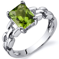 Chain Link Design 1.50 carats Peridot Engagement Sterling Silver Ring in Sizes 5 to 9 Style SR10550
